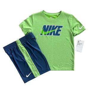 *New* Nike DRI-Fit Green T-Shirt & Shorts 2 Piece Set Boys Size 6